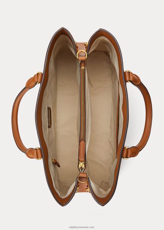 Ralph Lauren naised crosshatch nahast suur hannakott PR0V5411 tan