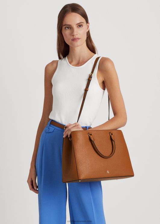 Ralph Lauren naised crosshatch nahast suur hannakott PR0V5411 tan