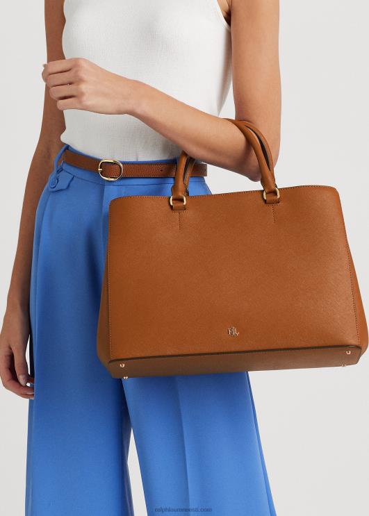 Ralph Lauren naised crosshatch nahast suur hannakott PR0V5411 tan