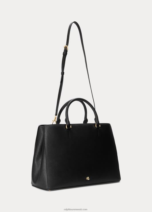 Ralph Lauren naised crosshatch nahast suur hannakott PR0V5412 must