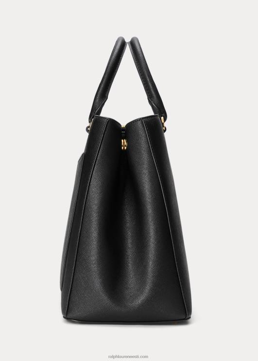 Ralph Lauren naised crosshatch nahast suur hannakott PR0V5412 must