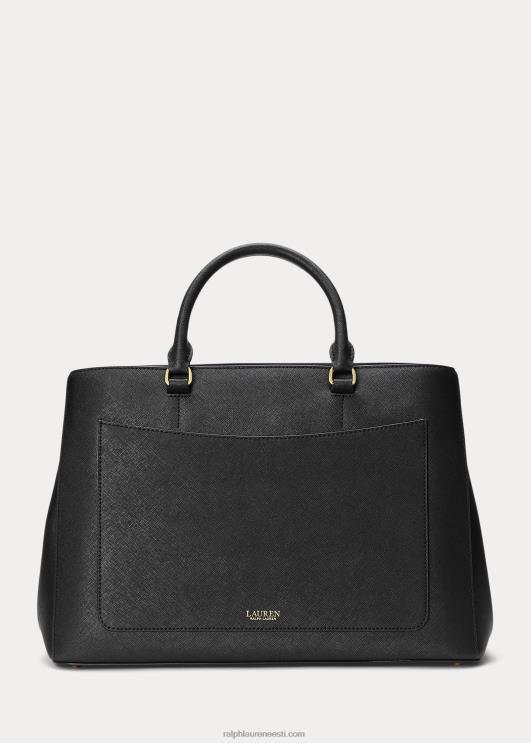 Ralph Lauren naised crosshatch nahast suur hannakott PR0V5412 must