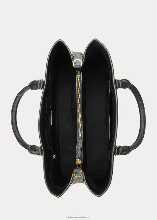 Ralph Lauren naised crosshatch nahast suur hannakott PR0V5412 must