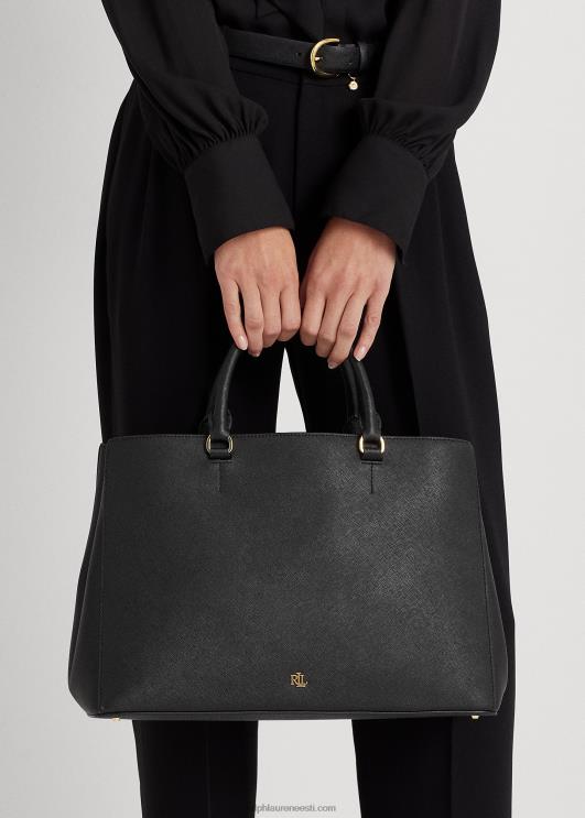 Ralph Lauren naised crosshatch nahast suur hannakott PR0V5412 must