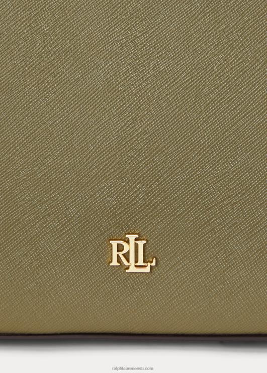 Ralph Lauren naised crosshatch nahast suur hannakott PR0V5413 oliivi-sõnajalg