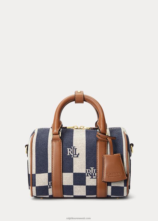 Ralph Lauren naised nahast ääristega lõuendist väike kaden-kott PR0V5415 logo/tartan/merevägi