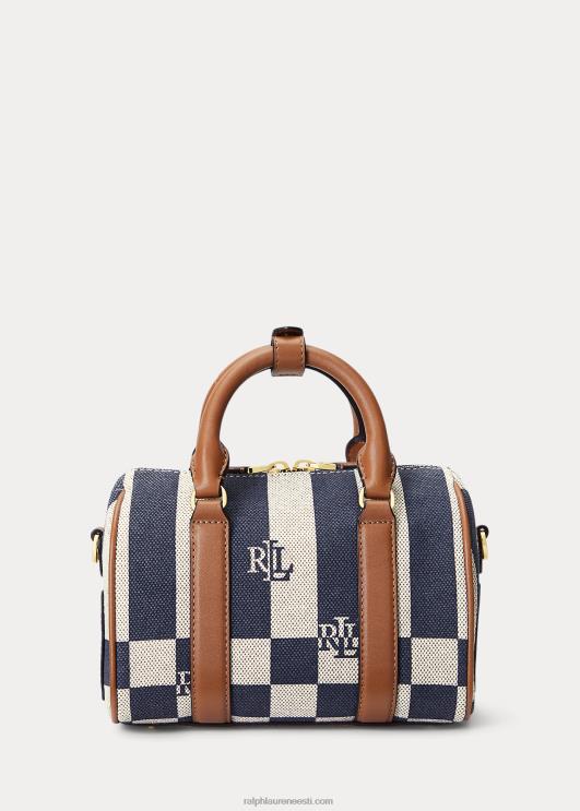 Ralph Lauren naised nahast ääristega lõuendist väike kaden-kott PR0V5415 logo/tartan/merevägi