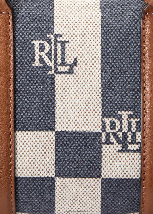 Ralph Lauren naised nahast ääristega lõuendist väike kaden-kott PR0V5415 logo/tartan/merevägi