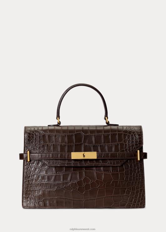 Ralph Lauren naised polo id krok-kohrutusega nahast kott PR0V5185 šokolaadi