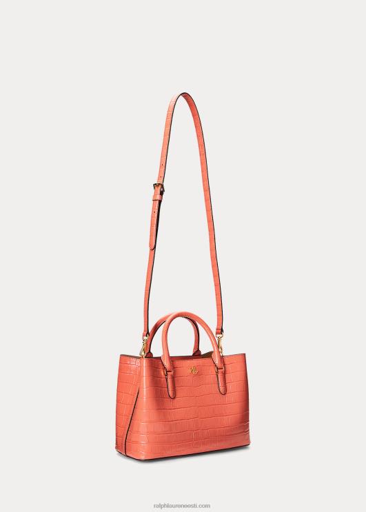 Ralph Lauren naised reljeefsest nahast keskmine marcy kotikott PR0V5458 sadamaäärne korall