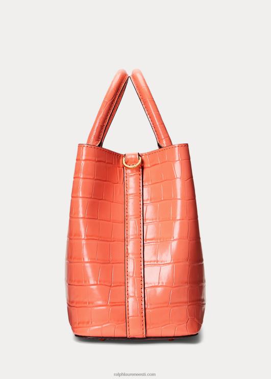 Ralph Lauren naised reljeefsest nahast keskmine marcy kotikott PR0V5458 sadamaäärne korall