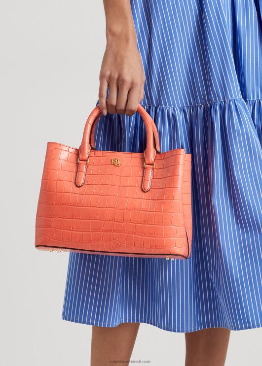 Ralph Lauren naised reljeefsest nahast keskmine marcy kotikott PR0V5458 sadamaäärne korall