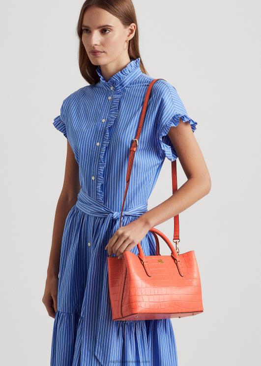 Ralph Lauren naised reljeefsest nahast keskmine marcy kotikott PR0V5458 sadamaäärne korall