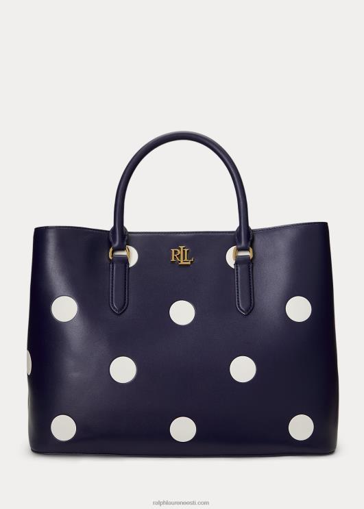 Ralph Lauren naised täpiline nahast suur marcy rahakott PR0V5364 rafineeritud merevägi/vanilje