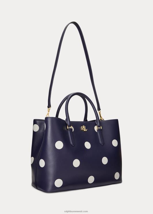 Ralph Lauren naised täpiline nahast suur marcy rahakott PR0V5364 rafineeritud merevägi/vanilje