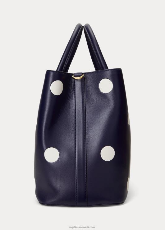 Ralph Lauren naised täpiline nahast suur marcy rahakott PR0V5364 rafineeritud merevägi/vanilje