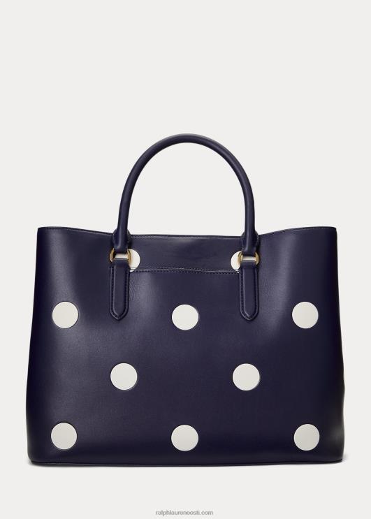 Ralph Lauren naised täpiline nahast suur marcy rahakott PR0V5364 rafineeritud merevägi/vanilje