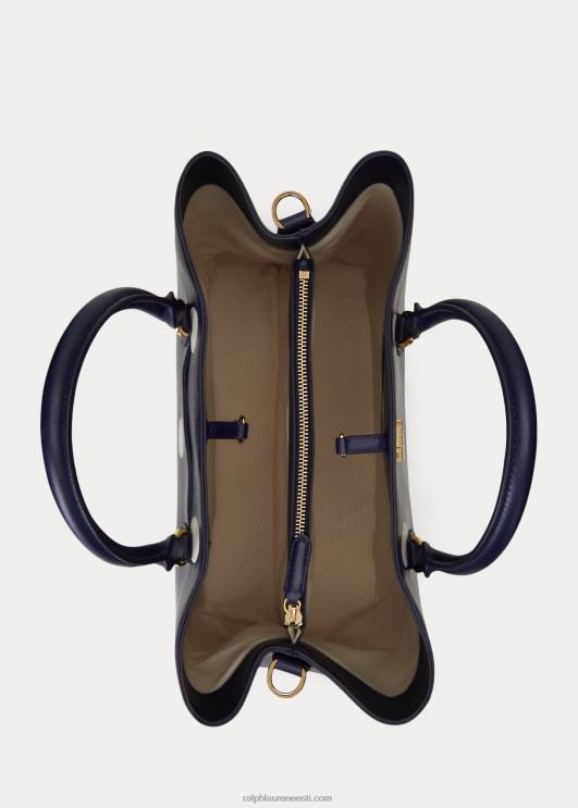 Ralph Lauren naised täpiline nahast suur marcy rahakott PR0V5364 rafineeritud merevägi/vanilje