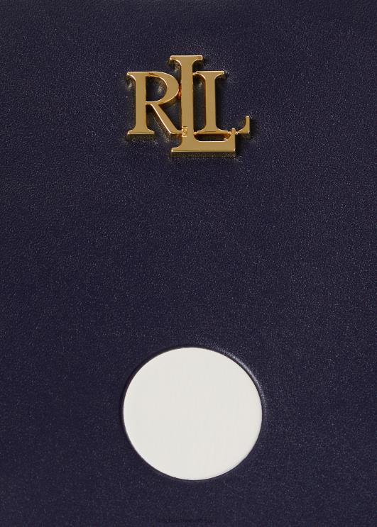 Ralph Lauren naised täpiline nahast suur marcy rahakott PR0V5364 rafineeritud merevägi/vanilje