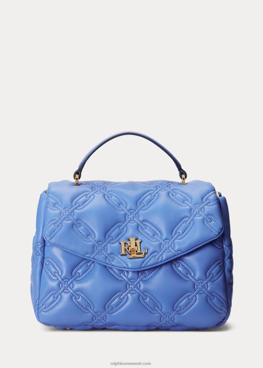 Ralph Lauren naised tepitud nahast keskmine farrah-kott PR0V5406 Uus-Inglismaa sinine