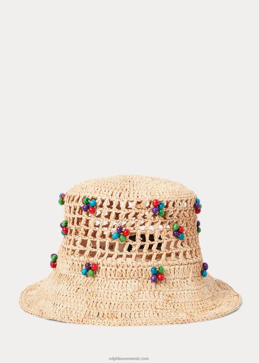 Ralph Lauren naised heegeldatud raffia ämbrimüts PR0V5558 loomulik