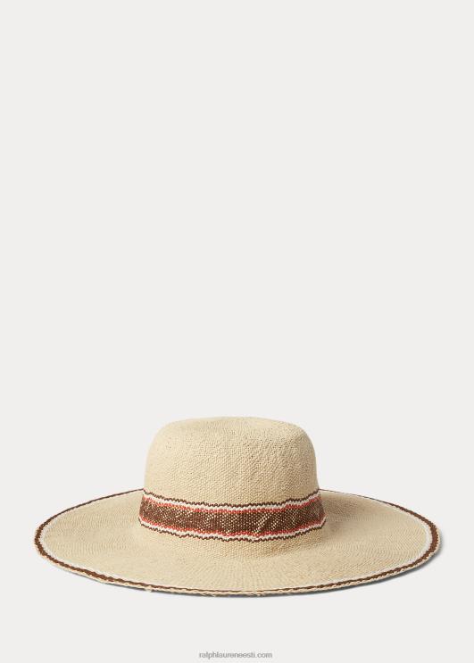 Ralph Lauren naised logoga õlgkübar PR0V9725 looduslik multi