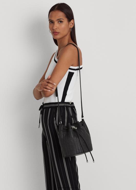 Ralph Lauren naised kootud keskmise andie nööriga kott PR0V5341 must