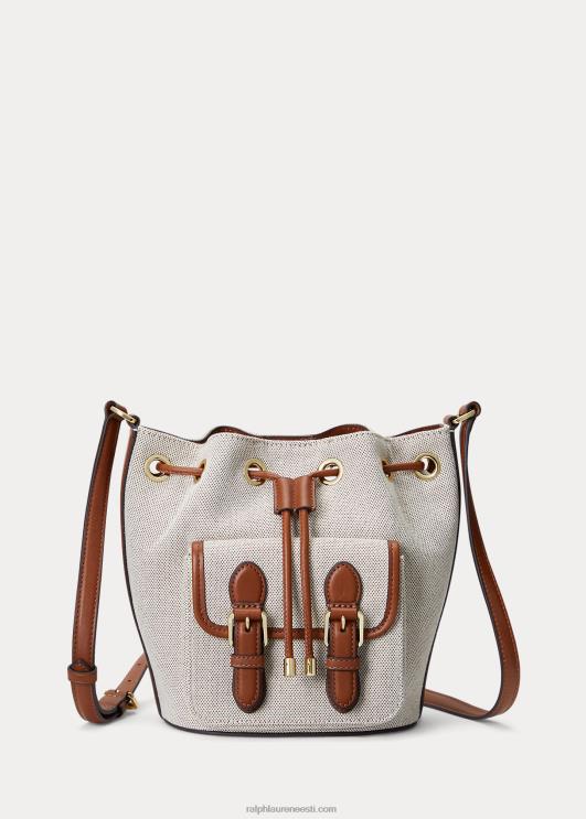 Ralph Lauren naised lõuendist keskmine andie nööriga kott PR0V5339 vanill / tan