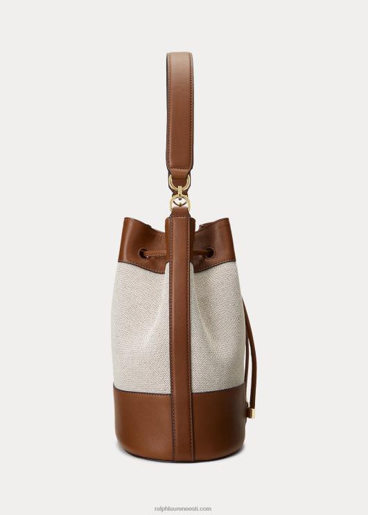 Ralph Lauren naised lõuendist suur Andie nööriga kott PR0V5348 punakaspruun/merepunane triip