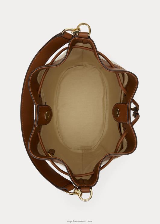 Ralph Lauren naised lõuendist suur Andie nööriga kott PR0V5348 punakaspruun/merepunane triip