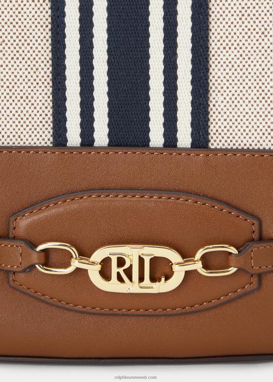 Ralph Lauren naised lõuendist suur Andie nööriga kott PR0V5348 punakaspruun/merepunane triip