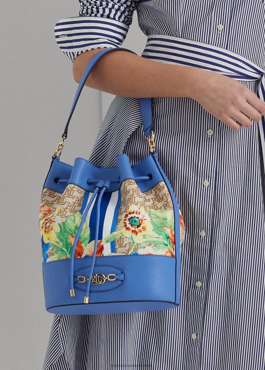 Ralph Lauren naised monogramm suur Andie nööriga kott PR0V5446 khaki/uusinglise sinine