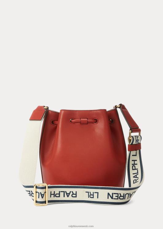 Ralph Lauren naised nahast keskmine andie nööriga kott PR0V5342 punane päikesekivi