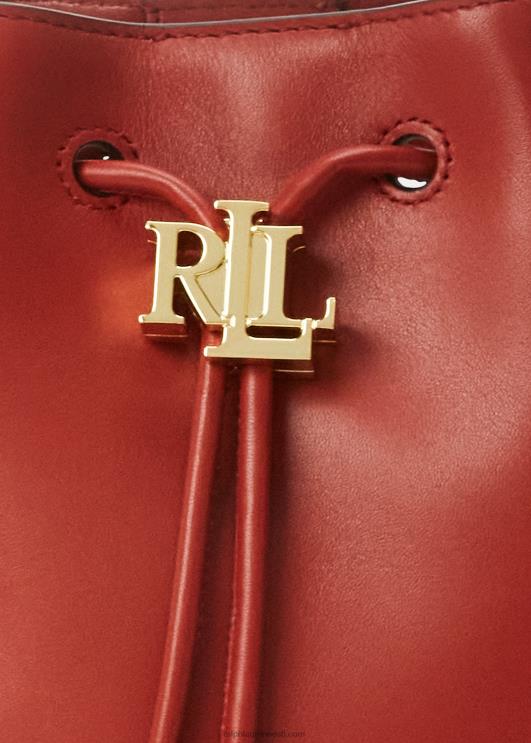 Ralph Lauren naised nahast keskmine andie nööriga kott PR0V5342 punane päikesekivi