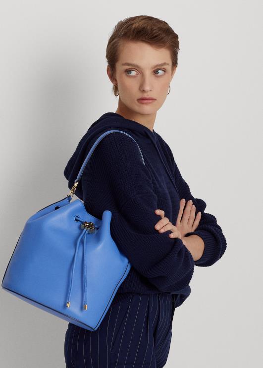 Ralph Lauren naised nahast suur Andie nööriga kott PR0V5451 Uus-Inglismaa sinine