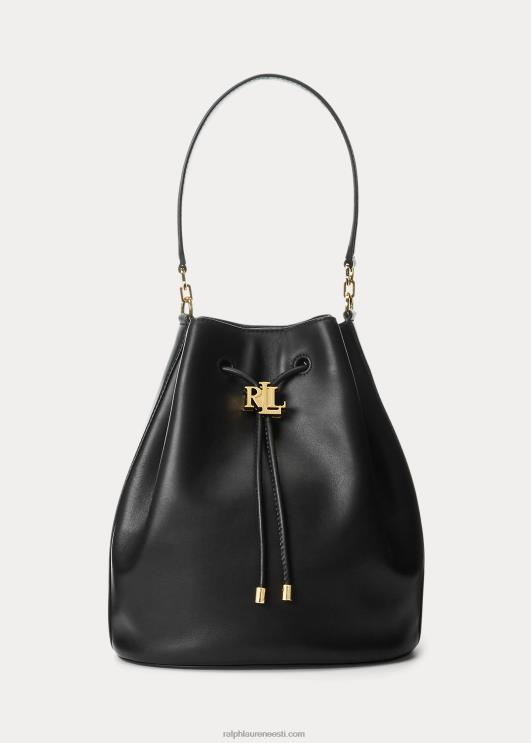 Ralph Lauren naised nahast suur Andie nööriga kott PR0V5452 must
