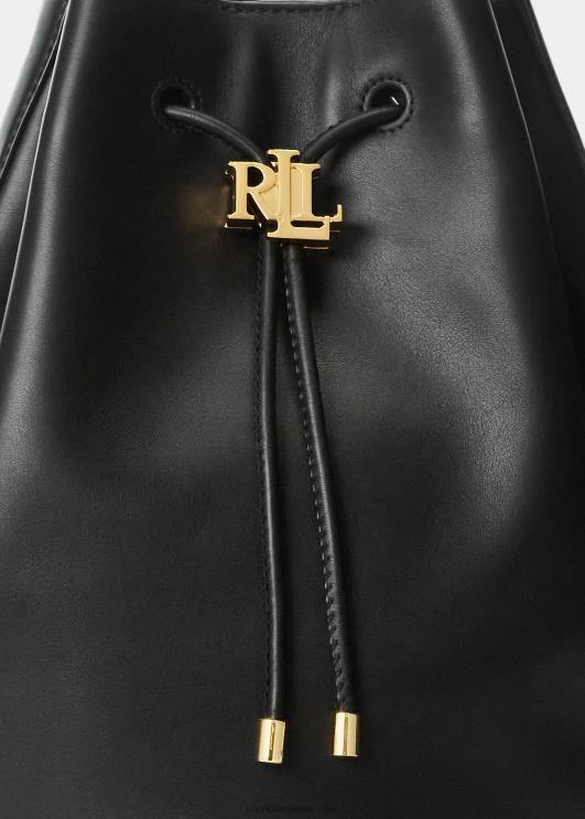 Ralph Lauren naised nahast suur Andie nööriga kott PR0V5452 must