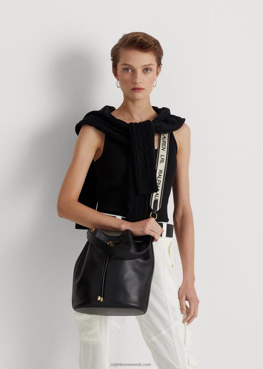 Ralph Lauren naised nahast suur Andie nööriga kott PR0V5452 must