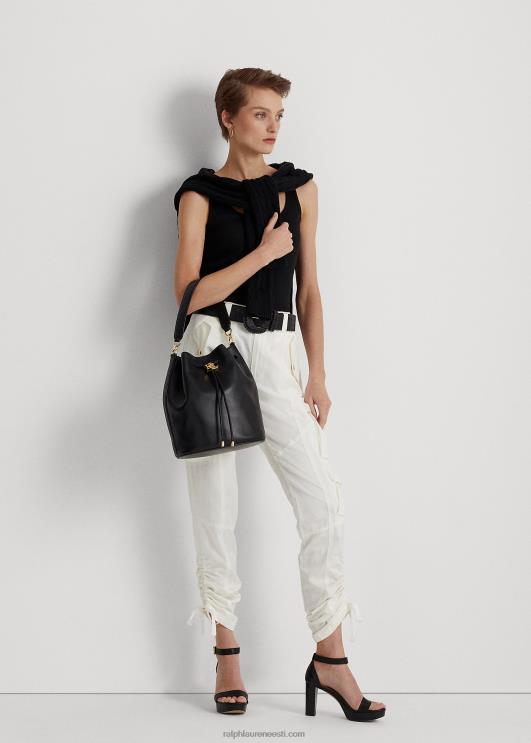 Ralph Lauren naised nahast suur Andie nööriga kott PR0V5452 must