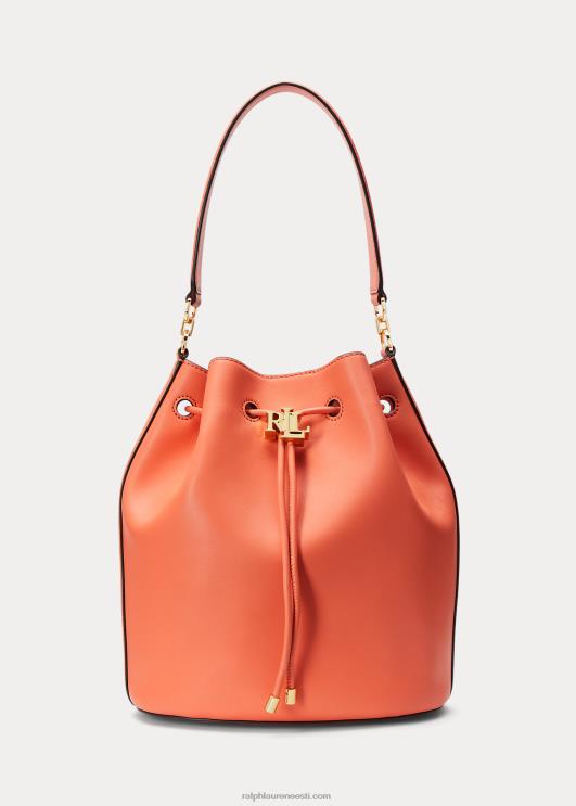 Ralph Lauren naised nahast suur Andie nööriga kott PR0V5454 sadamaäärne korall