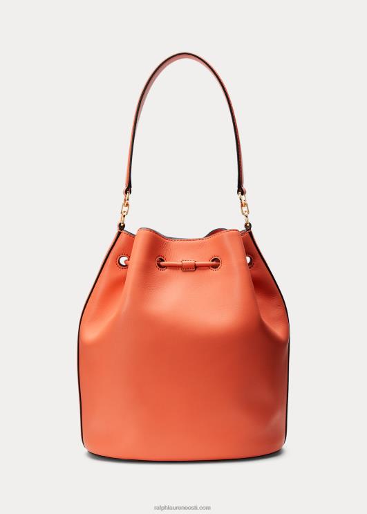 Ralph Lauren naised nahast suur Andie nööriga kott PR0V5454 sadamaäärne korall