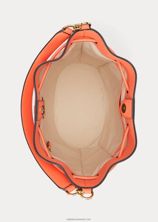 Ralph Lauren naised nahast suur Andie nööriga kott PR0V5454 sadamaäärne korall