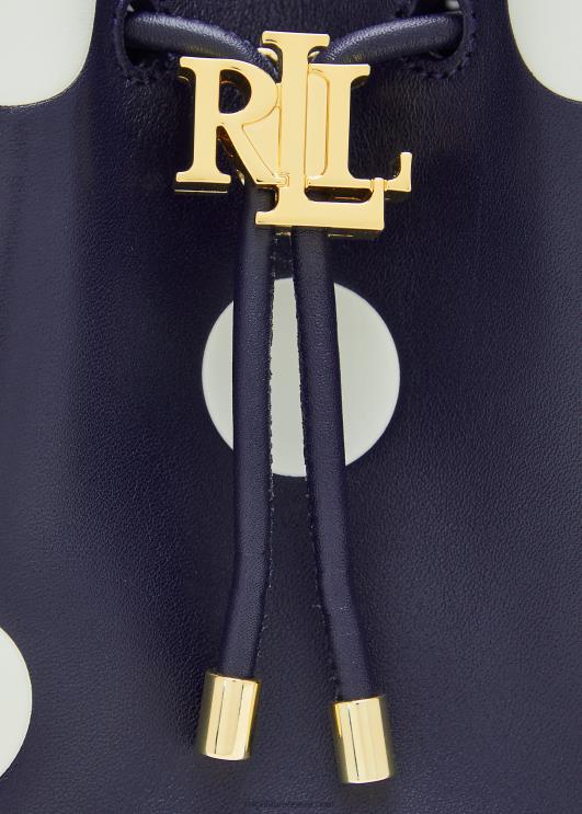 Ralph Lauren naised täpiline keskmise Andie nööriga kott PR0V5340 rafineeritud merevägi/vanilje