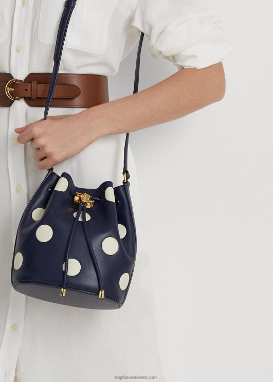 Ralph Lauren naised täpiline keskmise Andie nööriga kott PR0V5340 rafineeritud merevägi/vanilje