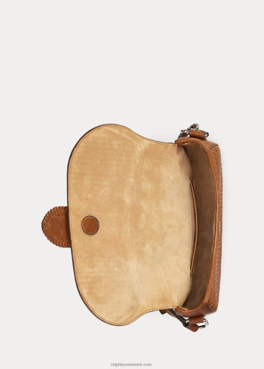 Ralph Lauren naised kootud vasikanahast welingtoni õlakott PR0V5273 tan