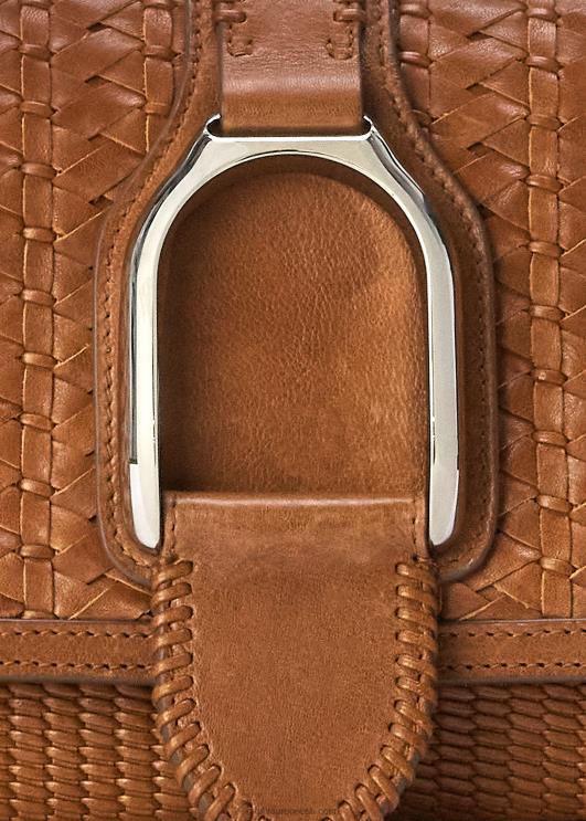 Ralph Lauren naised kootud vasikanahast welingtoni õlakott PR0V5273 tan