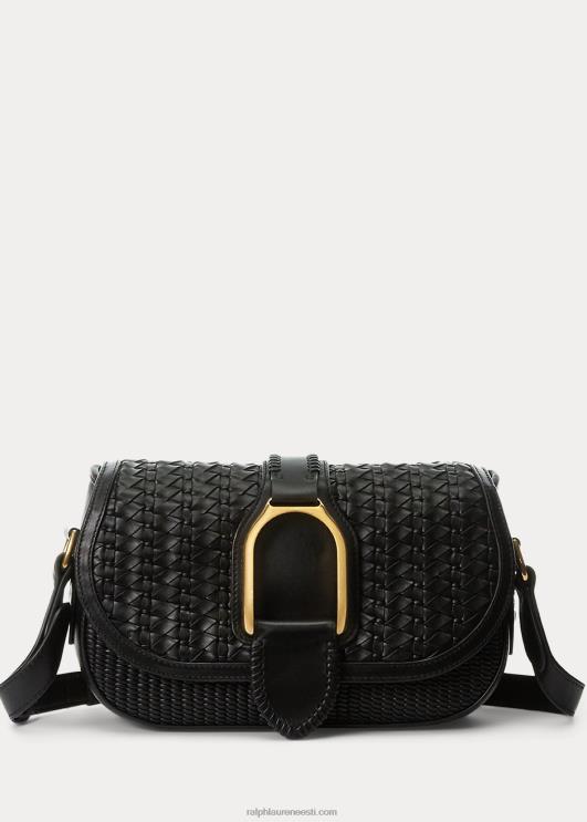 Ralph Lauren naised kootud vasikanahast welingtoni õlakott PR0V5283 must