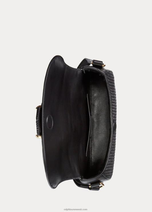 Ralph Lauren naised kootud vasikanahast welingtoni õlakott PR0V5283 must