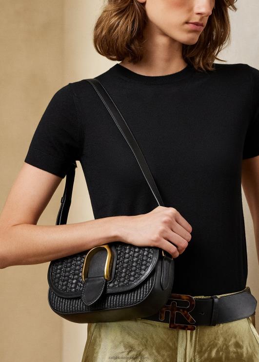 Ralph Lauren naised kootud vasikanahast welingtoni õlakott PR0V5283 must