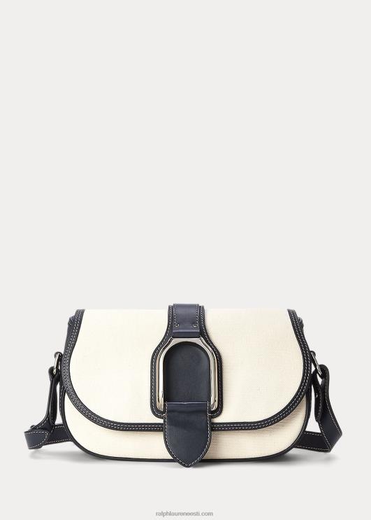 Ralph Lauren naised lõuendist ja vasikanahast welingtoni õlakott PR0V5274 looduslik/merevägi